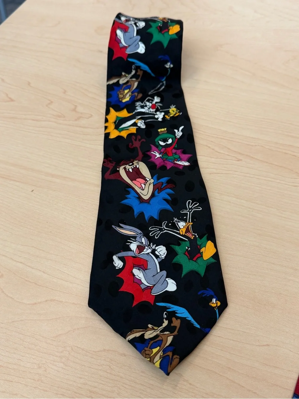 Warner Bros Black Tie with Colorful Looney Tunes Characters